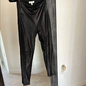 black faux leather moto leggings